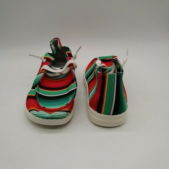 Womens Lace Up Sneakers Multicolor Stripe Canvas NEW - Picture 3 of 7